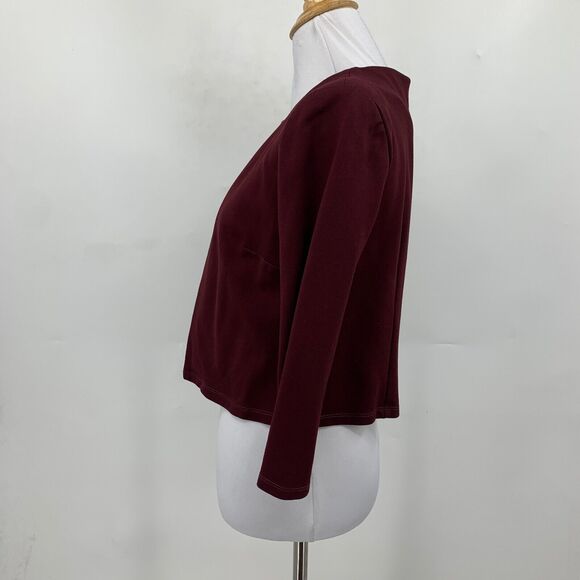 Philosophy Cardigan Womens XS Extra Small Raisin Cropped Stretch Shoulder Pads - Picture 4 of 11